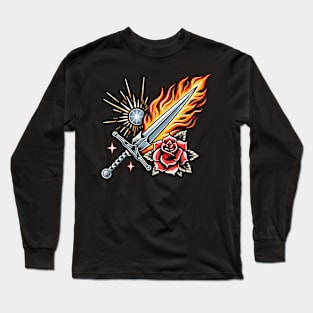 Knight Traditional Flash Tattoo Long Sleeve T-Shirt